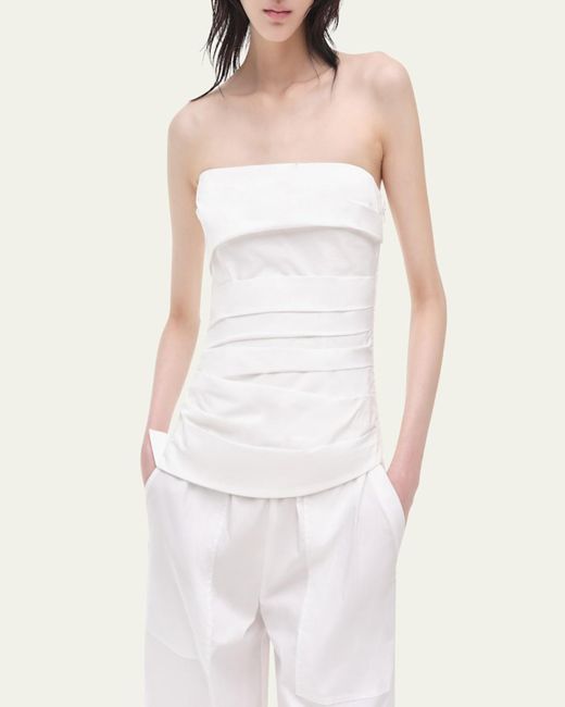 Jonathan Simkhai Natural Emerson Ruched Bustier Top