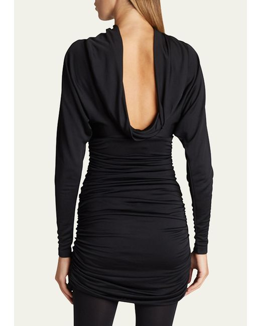 Saint Laurent Black Ruched Body-con Mini Dress