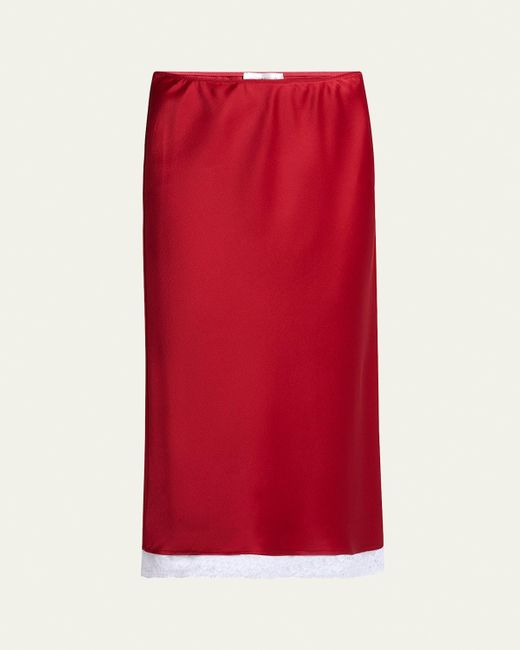 Victoria Beckham Red Lace Trim Slip Skirt