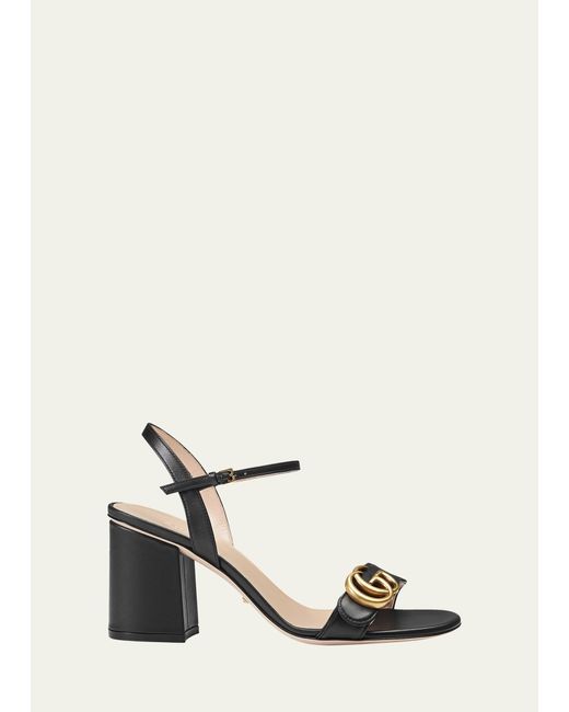 Gucci Natural Marmont Leather GG Block-heel Sandals