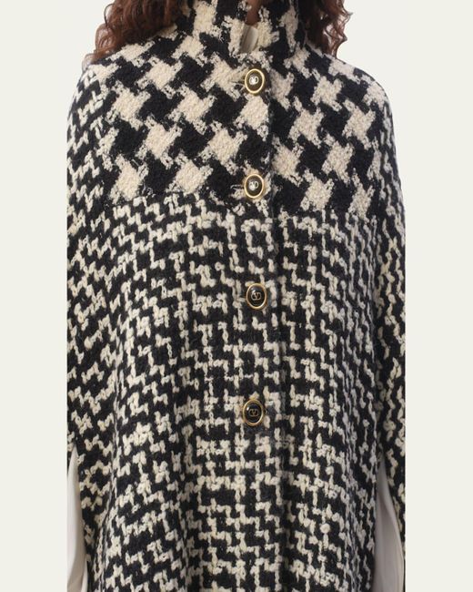 Valentino Garavani Multicolor Tweed Houndstooth Wool Cape