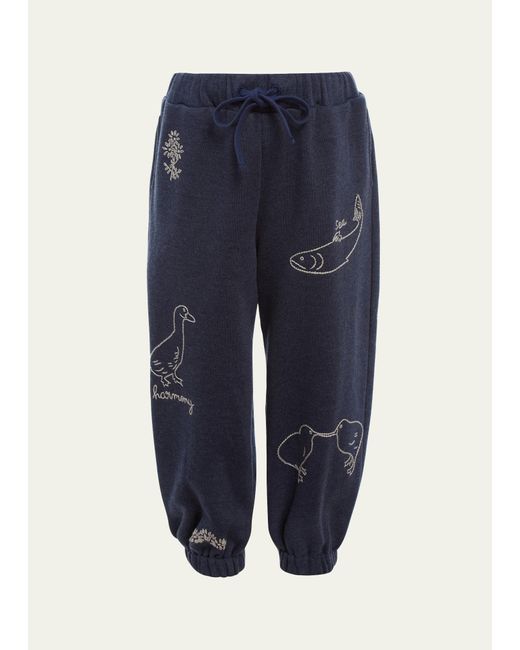 Sea Blue Girl's Demi Embroidered Sweatpants
