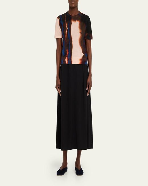 Jason Wu Black Burned Striped Wool Short-Sleeve Sweater
