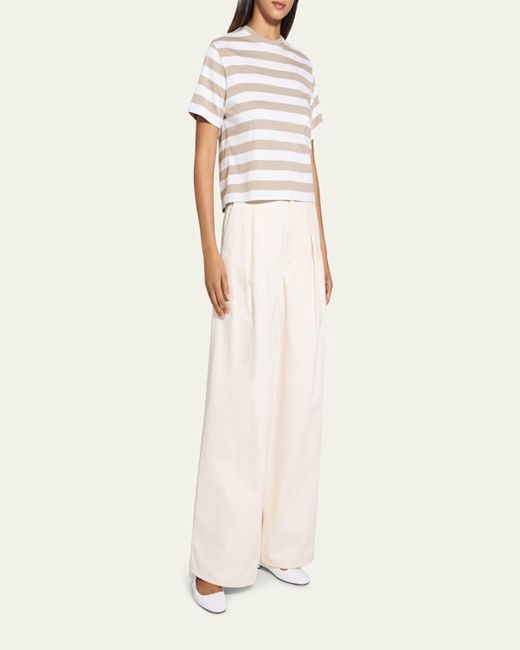 Theory Natural Stripe Boxy Crewneck Tee