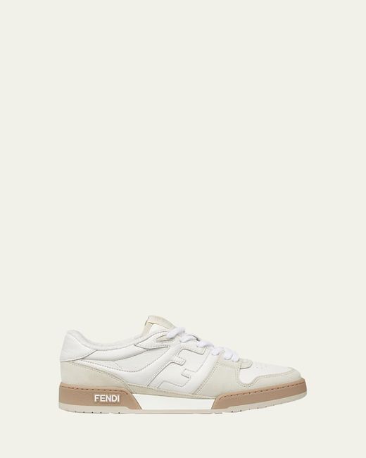 Fendi Natural Match Leather Ff-Logo Low-Top Sneakers for men