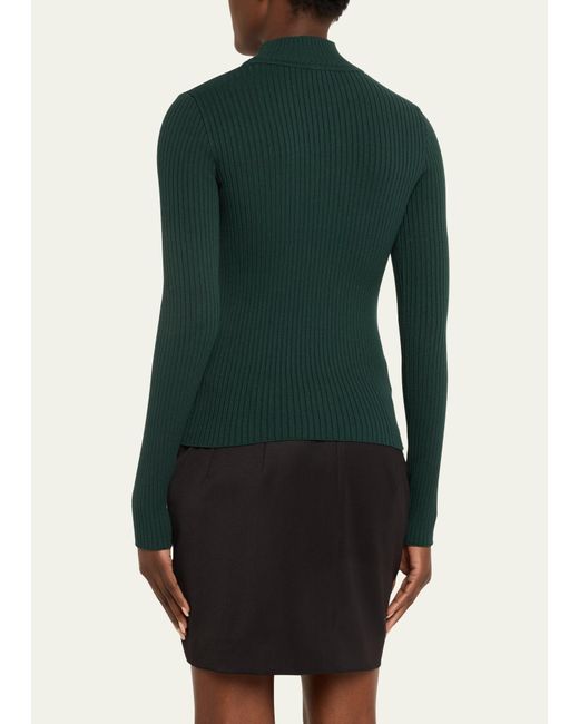 Courreges Green Turtleneck Long-sleeve Rib Sweater