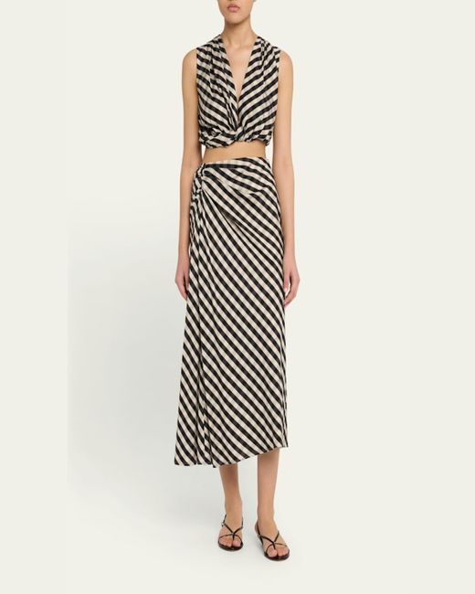 A.L.C. White Jean Check Midi Skirt