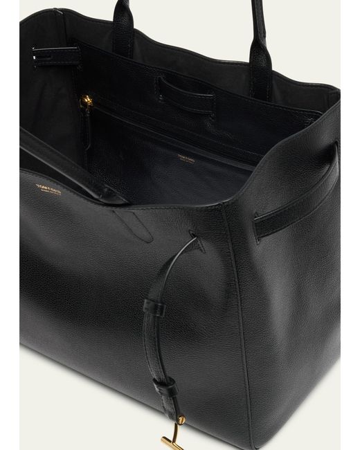 Tom Ford Black Audrey Medium Tote Bag In Grain Leather