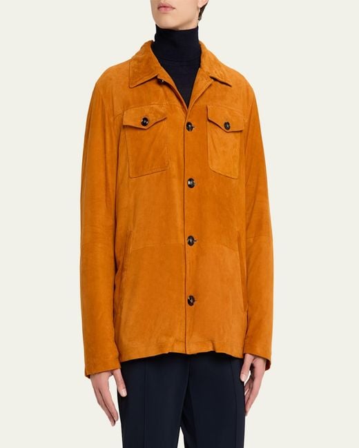 Kiton Orange Suede Jacket for men