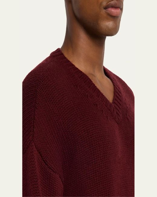 FRAME Red Wool And Cashmere Knit V-Neck Sweater for men