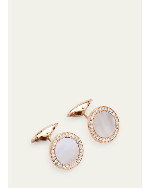 Link Up Natural 18k Rose Gold Mother Of Pearl And Diamond Cufflinks for men