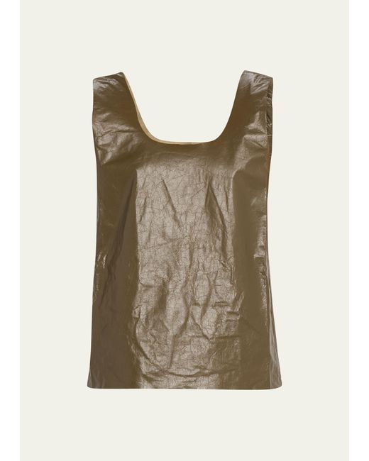 Marc Jacobs Brown Shiny Leather Scoop-neck Tank Top