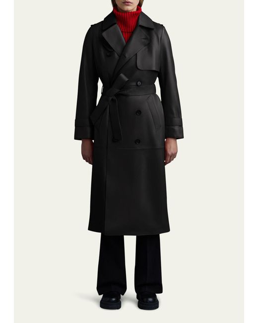 Mackage Black Gael Belted Leather Trench Coat