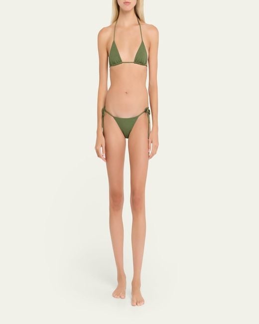 Matteau Green String Triangle Bikini Top