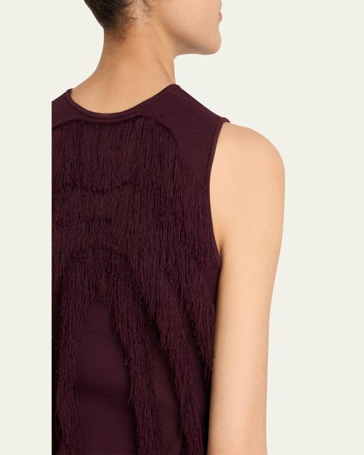 Ulla Johnson Purple Bonnie Sleeveless Fringe Knit Top