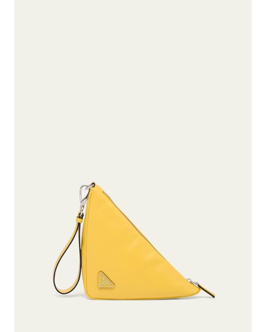 Prada Yellow Grace Triangle Leather Pouch