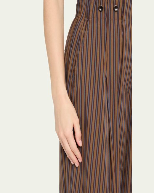 A.L.C. Brown Emmett Pinstripe Wide-Leg Pants