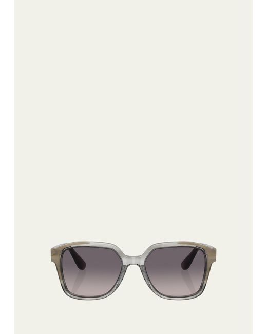 Brunello Cucinelli Gray Sleek Gradient Acetate Square Sunglasses