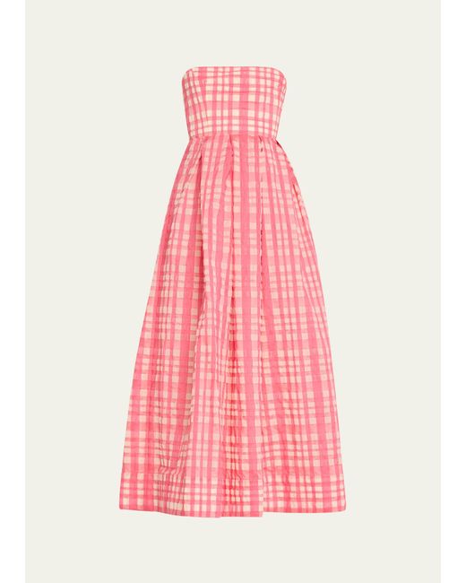 Rosie Assoulin Pink Oh Oh Livia's Strapless Midi Dress