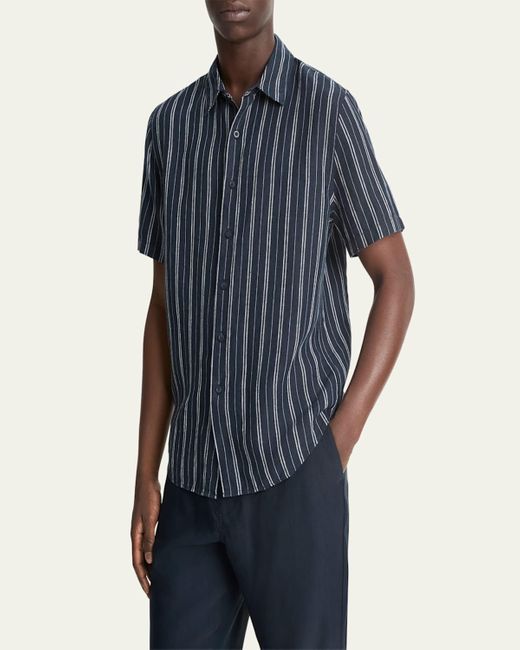 Vince Blue Classic Striped Sport Shirt for men