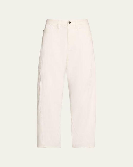 Maria McManus Natural Mid-Rise Barrel-Leg Crop Jeans