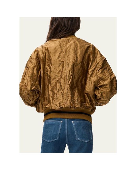 Loewe Brown Satin Oversized Bomber Jacket