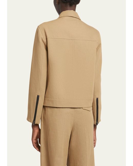 Proenza Schouler Natural Wiley Leather Trim Suiting Jacket