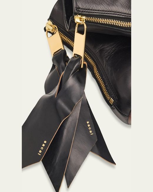 Sacai Black Puller Leather Ankle Booties