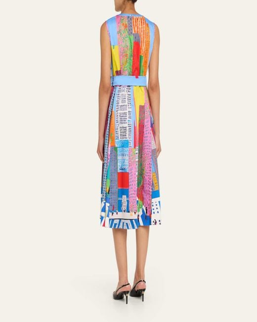 Libertine White Nyc Lady Printed Sleeveless Midi Dress