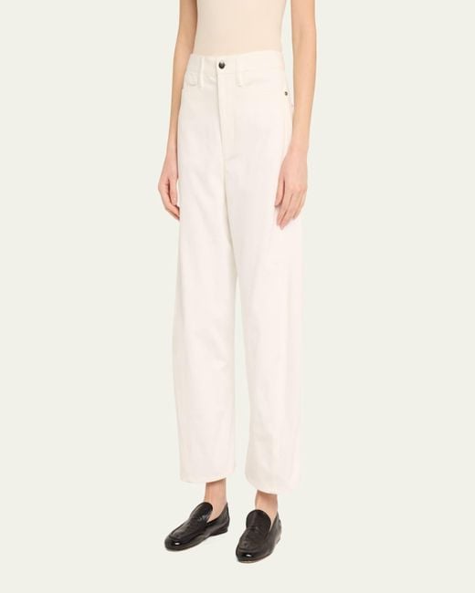 Maria McManus Natural Mid-Rise Barrel-Leg Crop Jeans