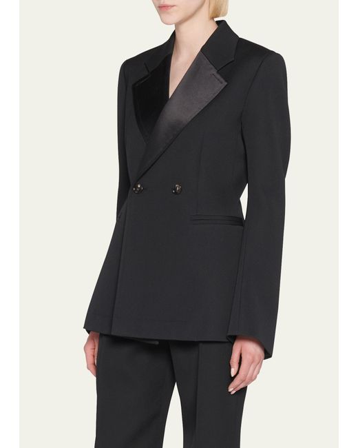 Bottega Veneta Black Compact Wool Two-button Blazer Jacket