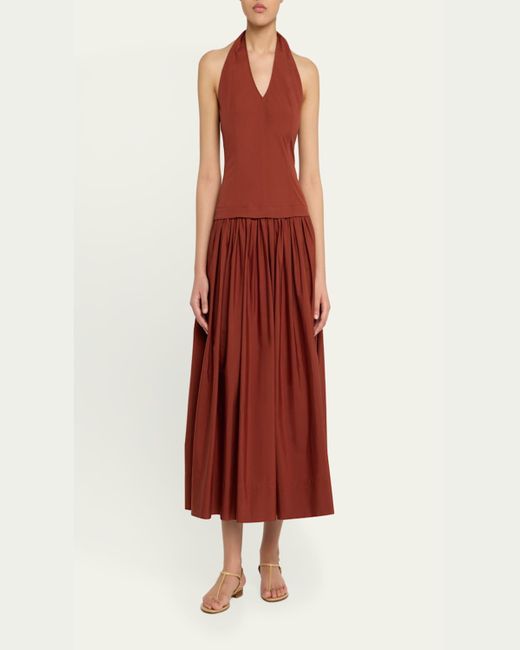 A.L.C. Nora Drop-Waist Halter Dress in Red | Lyst