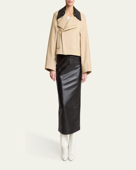 Givenchy Natural Leather Collar Zip Cocoon Jacket