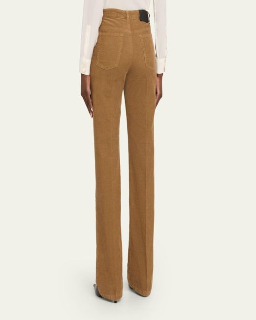 Saint Laurent Natural Corduroy Bootcut-Leg Pants