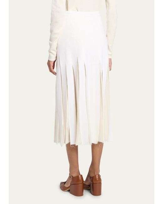 Gabriela Hearst Natural Del Pleated Wool Maxi Skirt