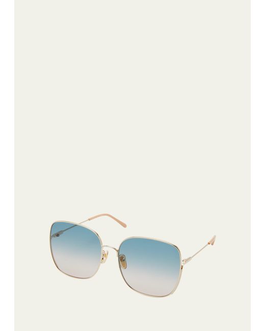 Chloé Blue Gradient Square Metal Sunglasses