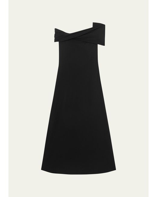 Rohe Black Asymmetric Off-the-shoulder Dress