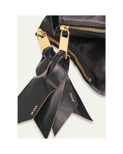 Sacai Black Puller Leather Ankle Booties