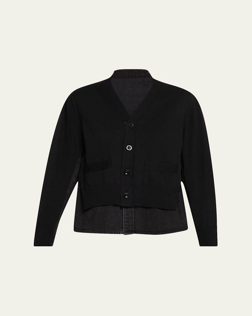Sacai Black Denim Knit Cardigan