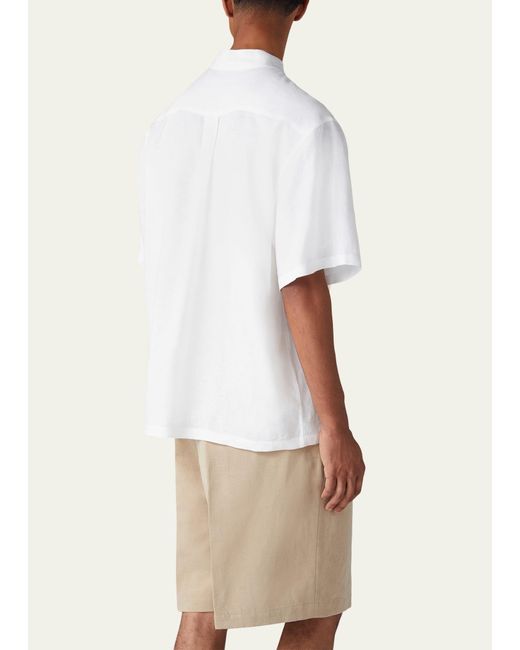 Loro Piana Natural Hakusan Linen Short-sleeve Shirt for men