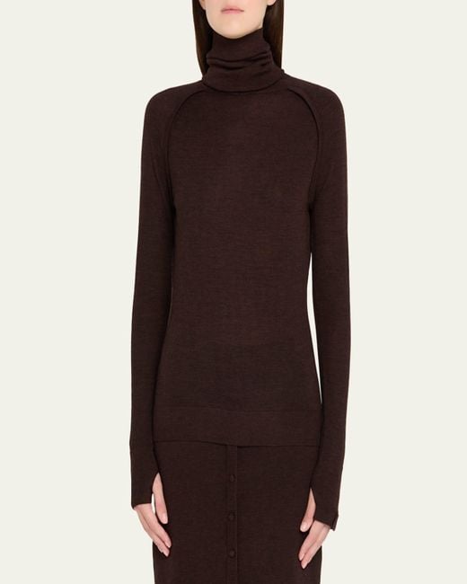 Victoria Beckham Brown Turtleneck Raglan Long-Sleeve Sweater