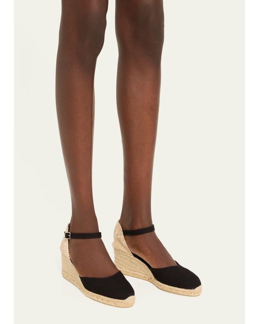 Castaner Natural Carol Cotton Ankle-strap Wedge Espadrilles