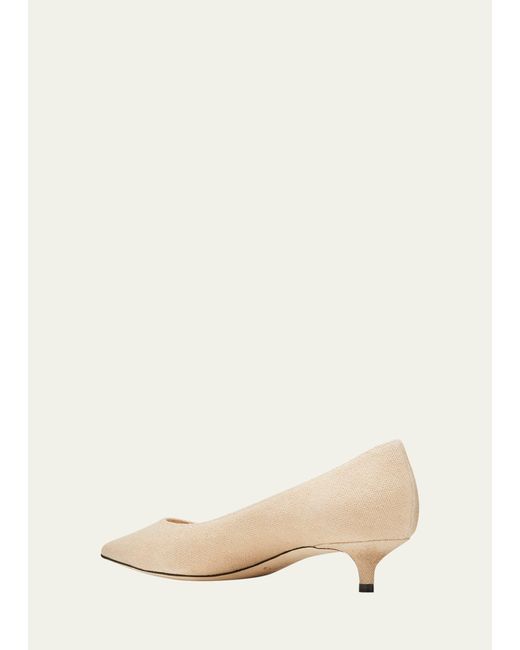 Jimmy Choo Amelia Linen Kittenheel Pumps in Natural Lyst