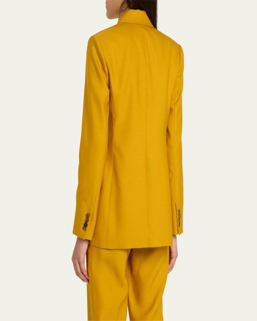 Heirlome Yellow Laurence Silk Double-Breasted Blazer