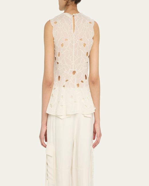 Ulla Johnson Natural Ali Embroidered Sleeveless Top