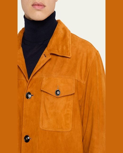 Kiton Orange Suede Jacket for men