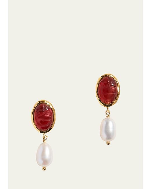 Pamela Love Red Taia Earrings With Pearls