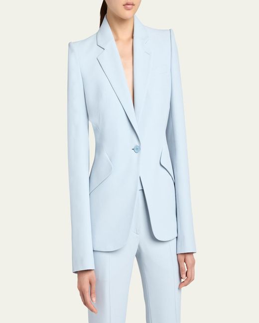 McQueen Blue Single-Button Crepe Jacket