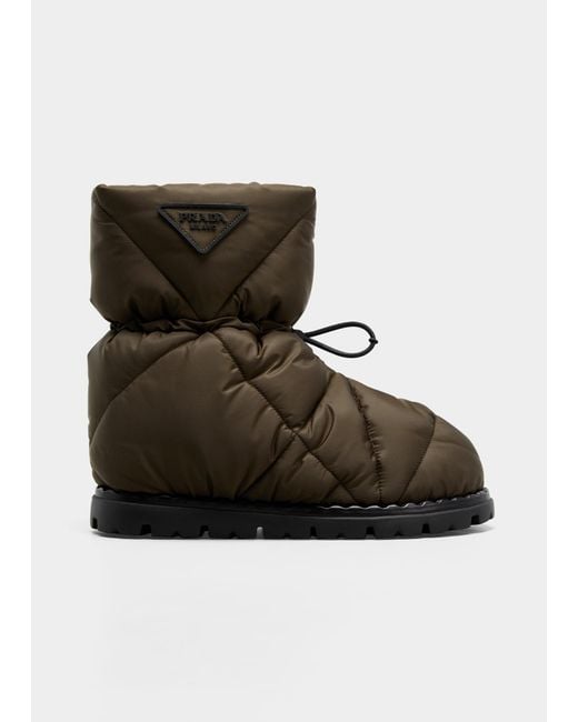 Prada Brown Blow Quilted Nylon Snow Booties