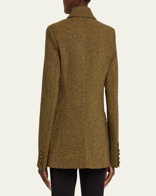 Rabanne Green Sequin Lapel Wool Single-Breasted Jacket